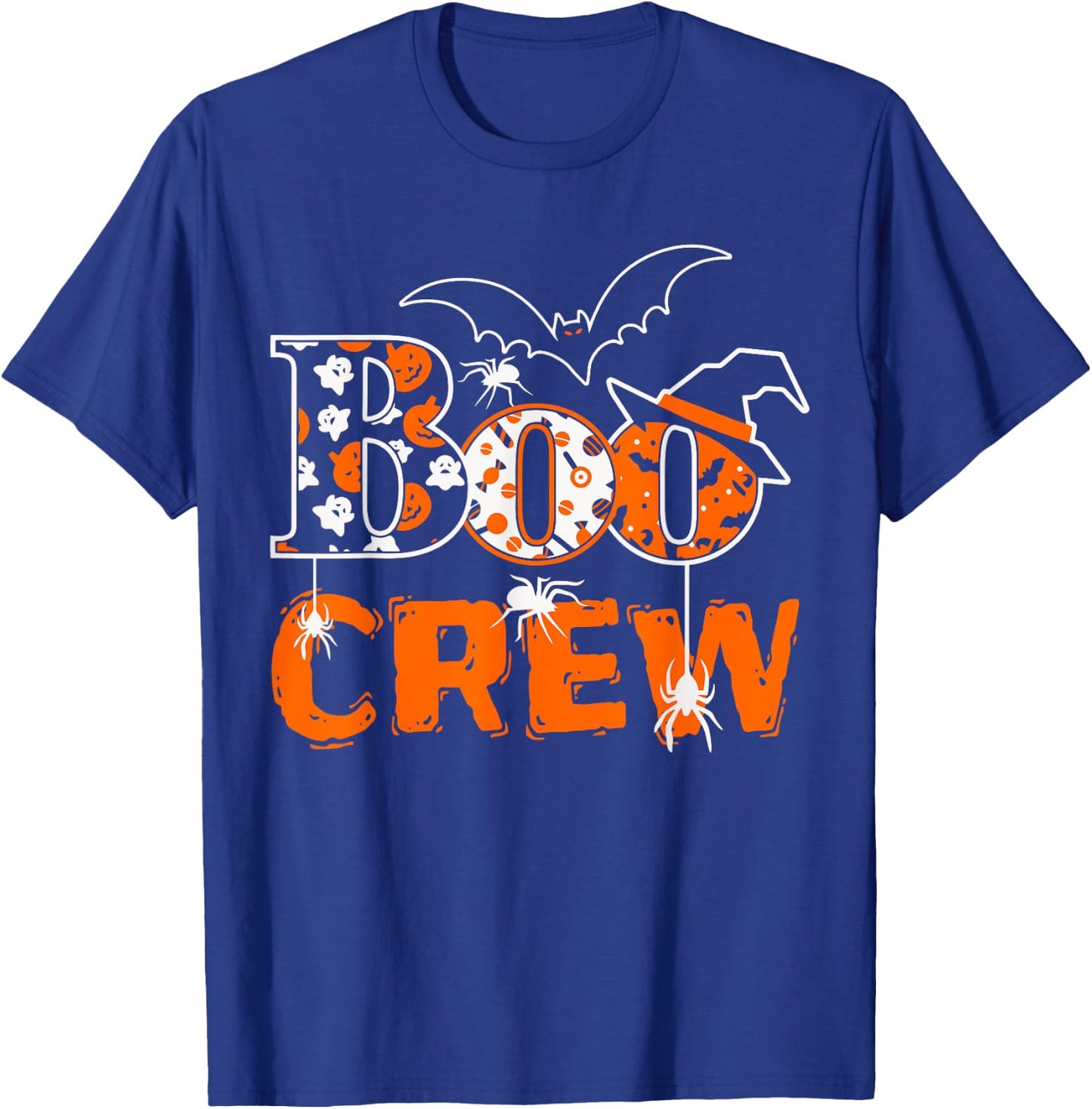 Halloween The Boo Crew - Spooky Spiders and Bats Fun Family T-Shirt - T-Shirt | Royal