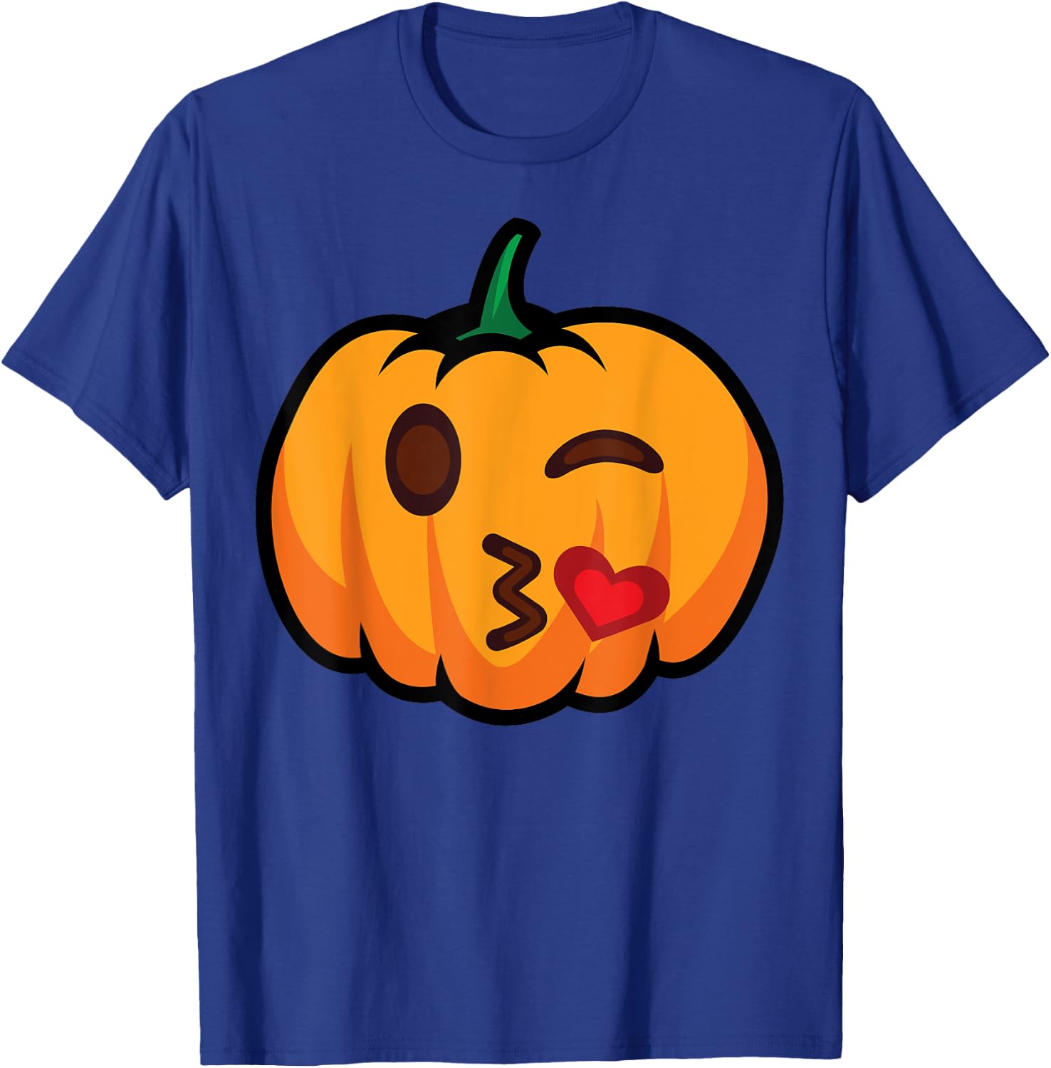 Pumpkin Emoji One Eye Open Wink Blow Kiss Love Funny Costume T-Shirt - T-Shirt | Royal