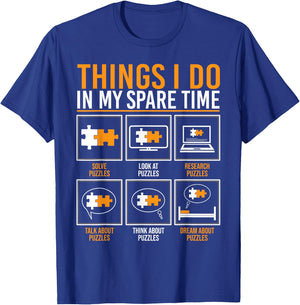 Funny Things I Do In My Spare Time Puzzling Jigsaw Puzzle T-Shirt - T-Shirt | Royal