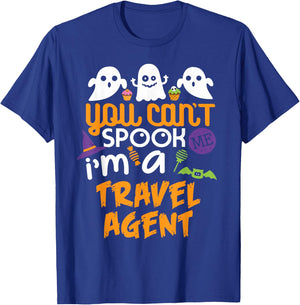 Travel Agent Halloween Shirt Costume Party Can't Spook Me T-Shirt - T-Shirt | Royal