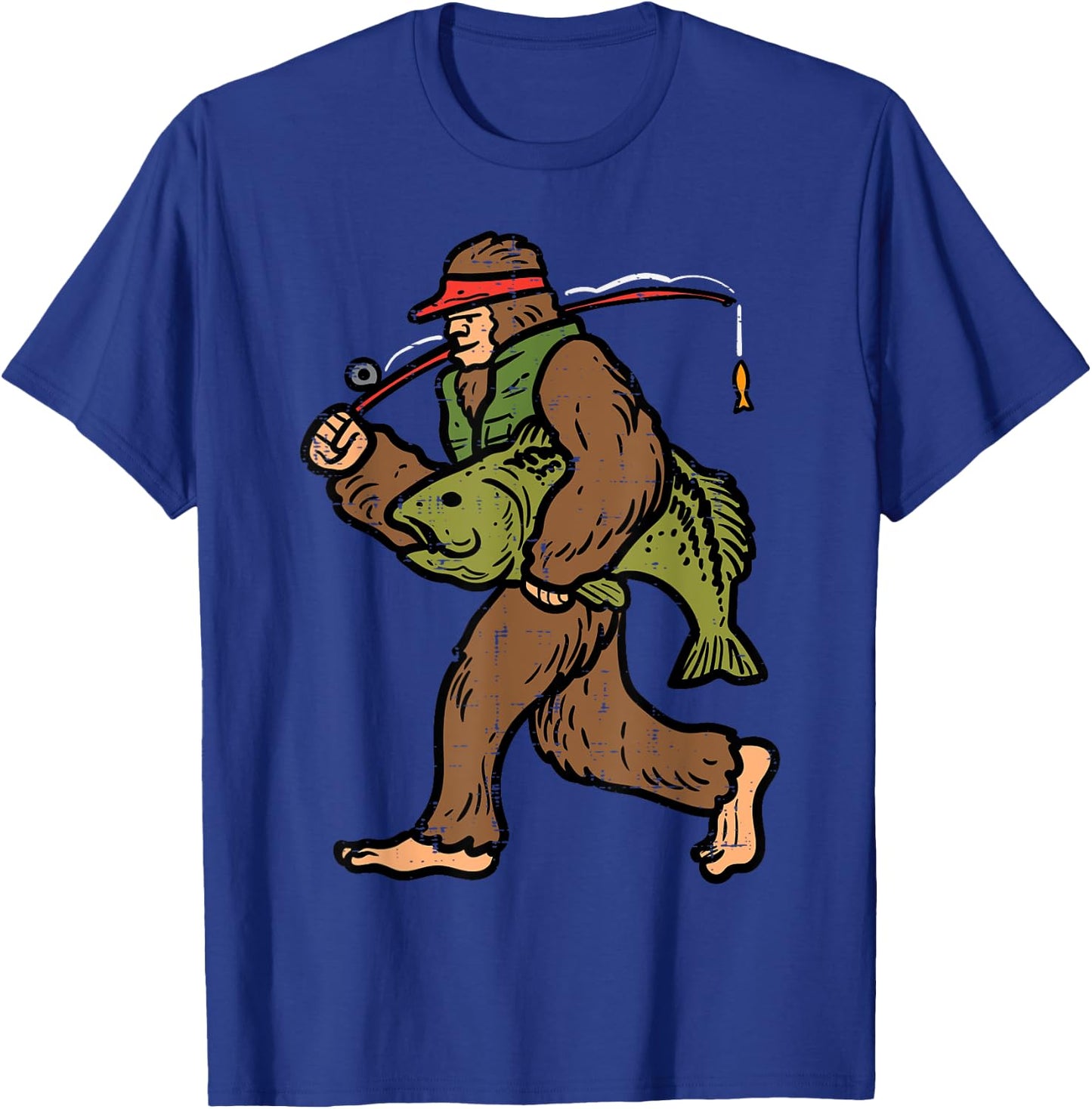 Bigfoot Sasquatch Fishing Funny Fisherman Men Women Kids T-Shirt - T-Shirt | Royal