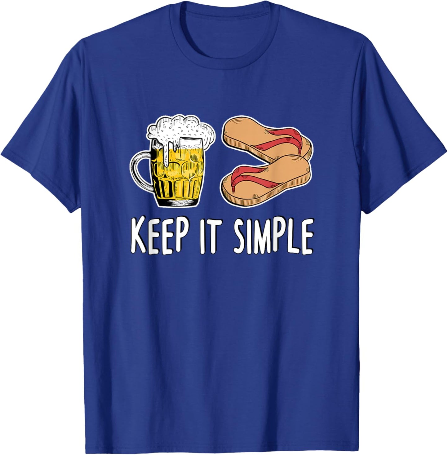 Keep It Simple - Beer And Flip Flops T-Shirt - T-Shirt | Royal