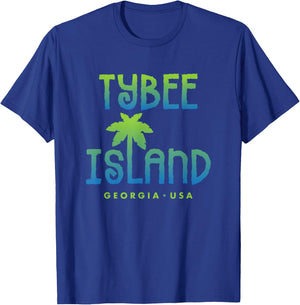 Tybee Island Georgia Typographic Design T-Shirt - T-Shirt | Royal