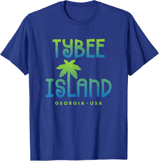 Tybee Island Georgia Typographic Design T-Shirt - T-Shirt | Royal