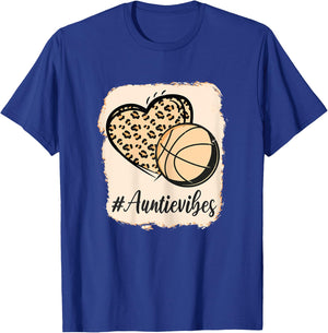 Bleached Basketball Vibes Auntie Messy Bun Love Ball Aunt T-Shirt - T-Shirt | Royal
