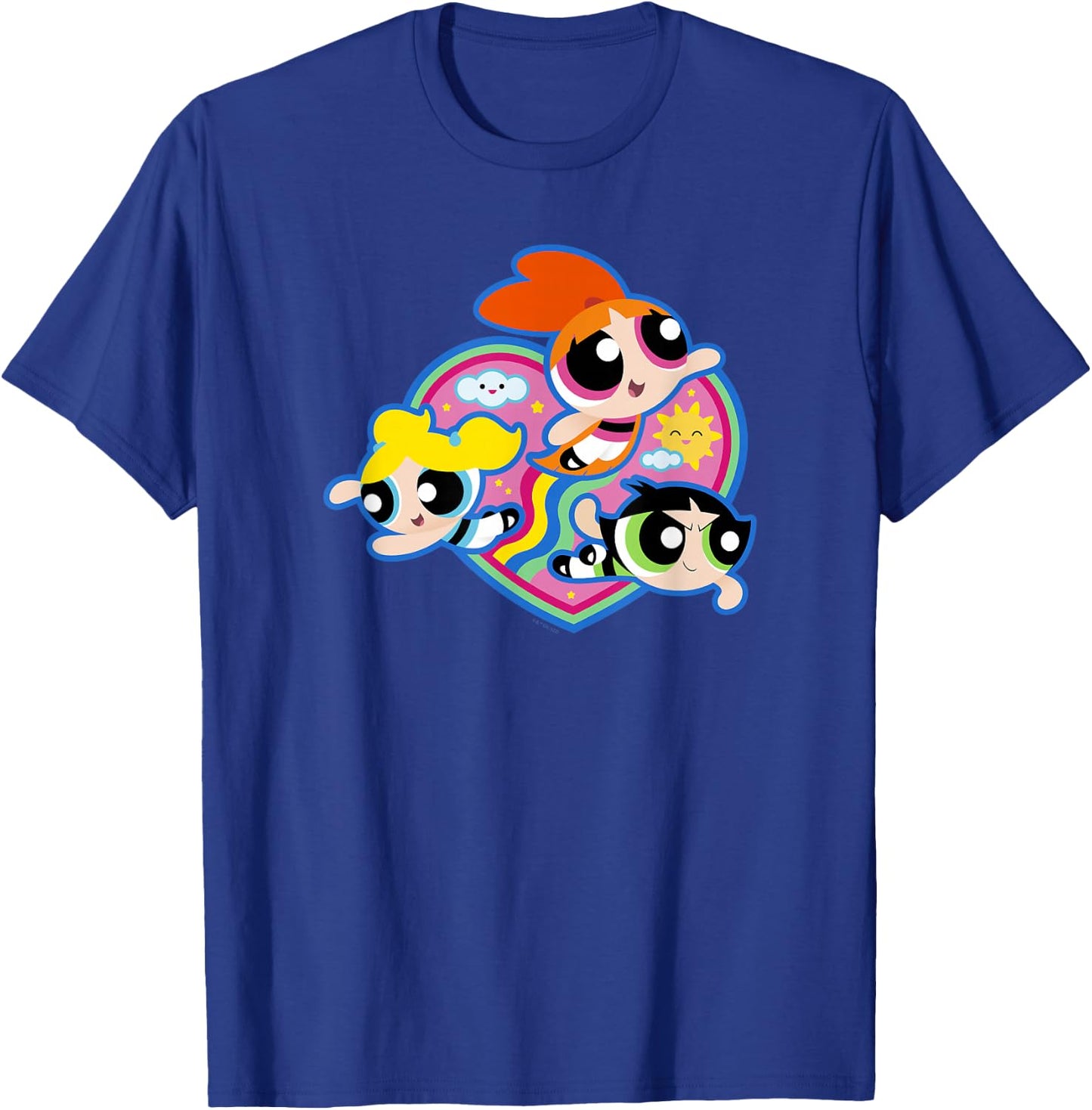 The Powerpuff Girls Group Rainbow Heart Flight T-Shirt - T-Shirt | Royal
