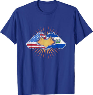 Heart Hands USA and El Salvador T-Shirt - T-Shirt | Royal
