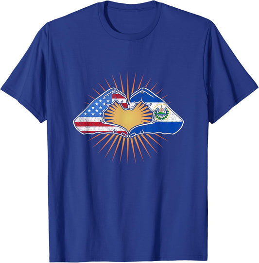 Heart Hands USA and El Salvador T-Shirt - T-Shirt | Royal