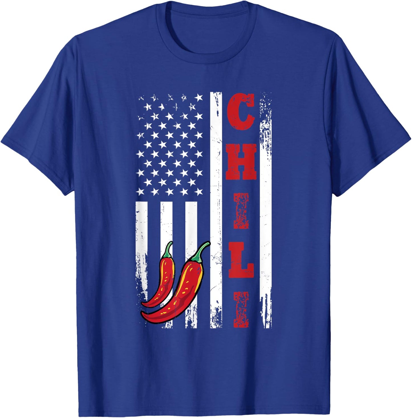 America Chili USA Flag Spicy Red Pepper 4th Of July T-Shirt - T-Shirt | Royal