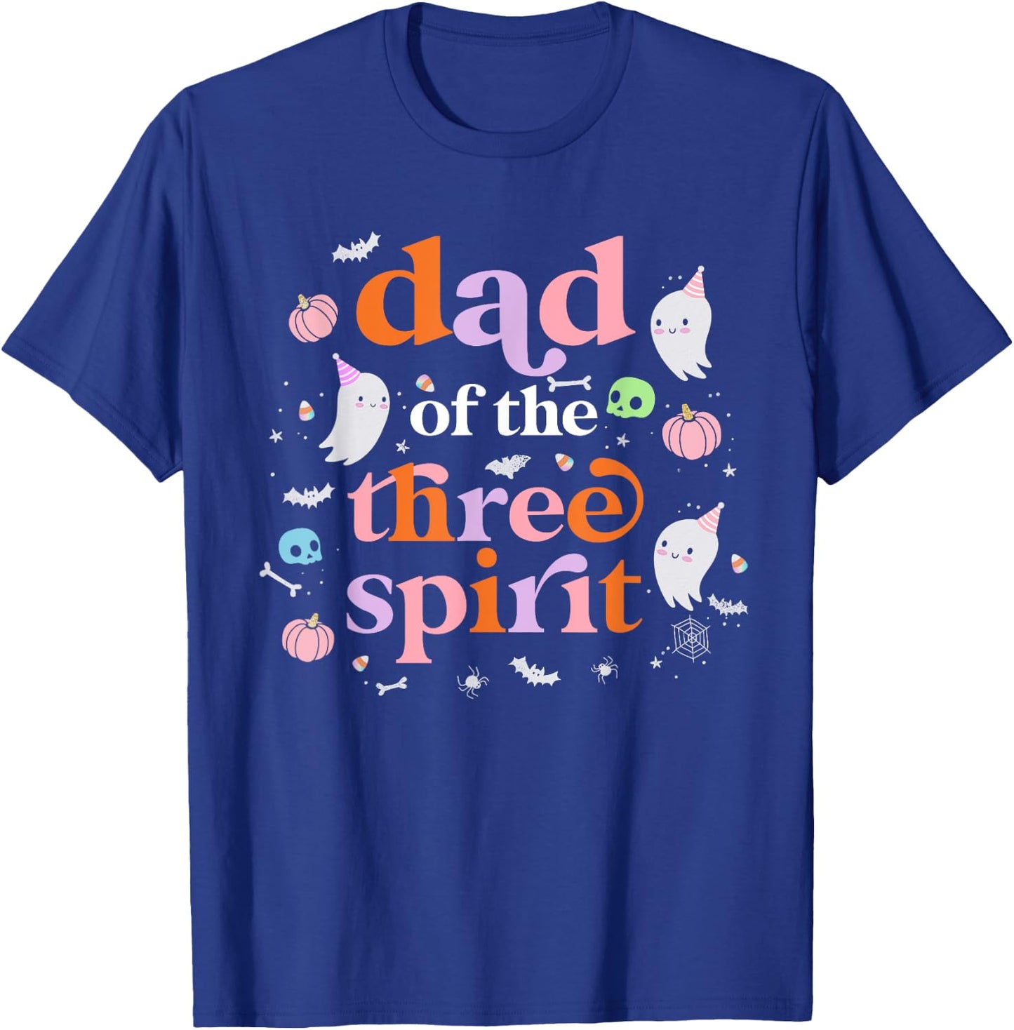 Dad of The Three Spirit Halloween 3rd Bday Boy Ghost T-Shirt - T-Shirt | Royal