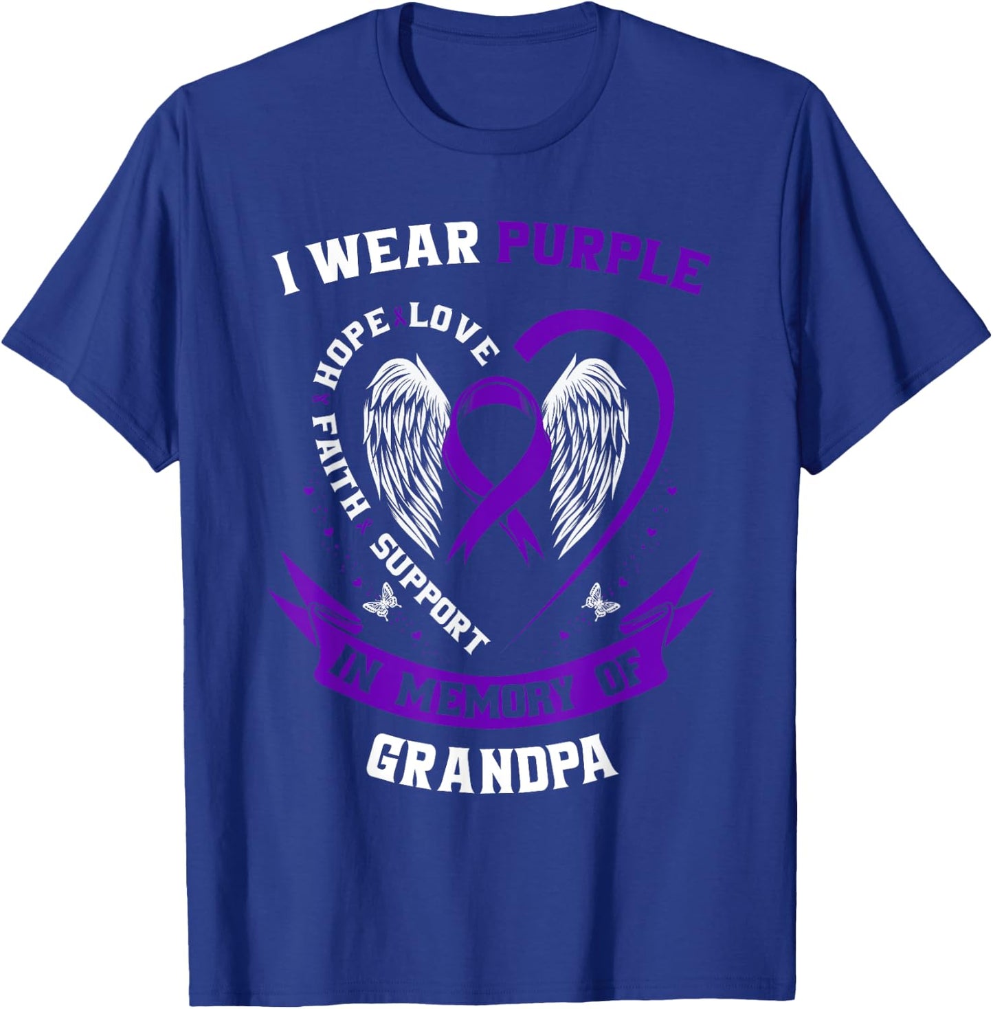 Wear Purple In Memory of Grandpa Pancreatic Cancer Awareness T-Shirt - T-Shirt | Royal