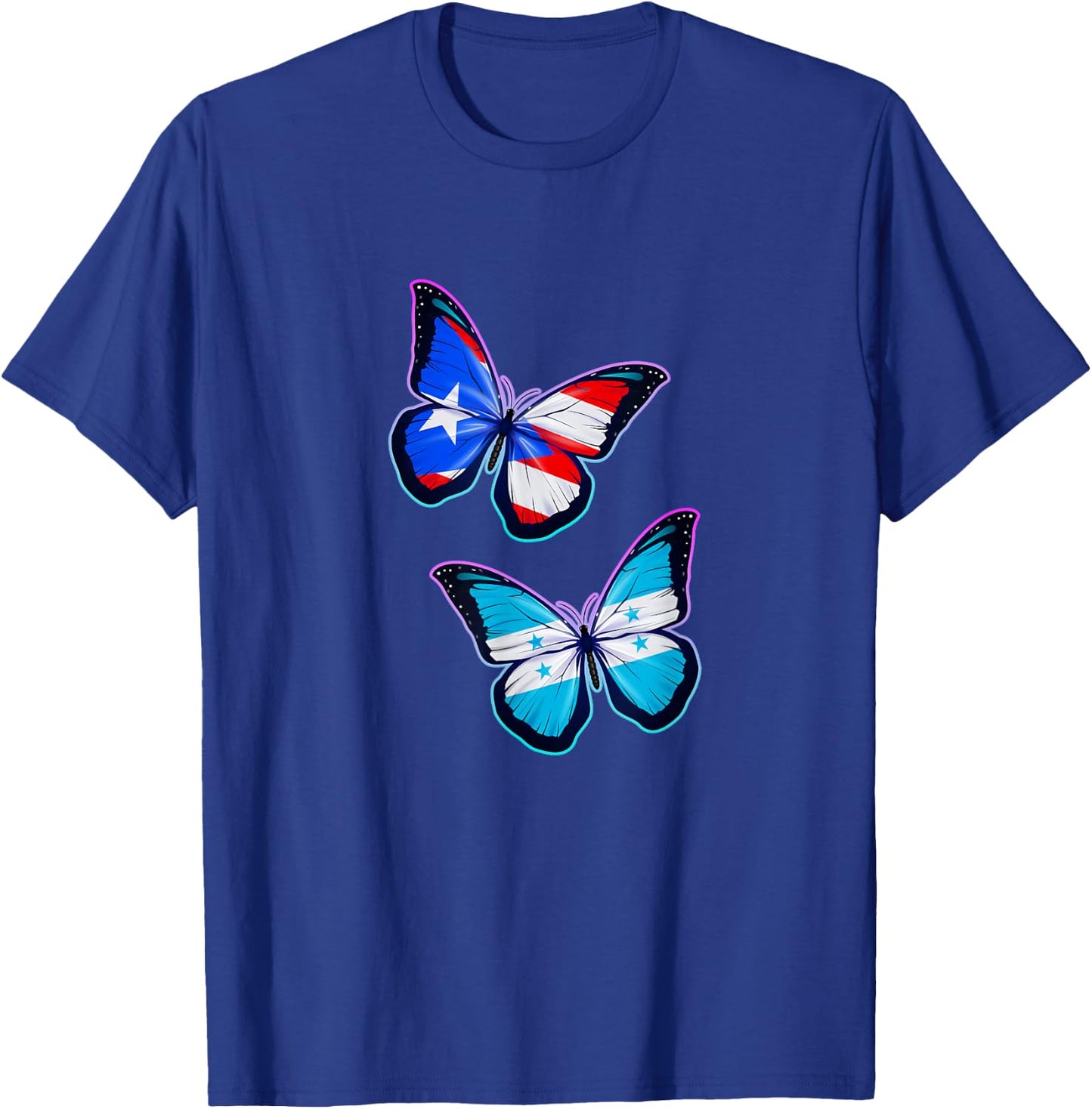 Honduras Puerto Rico bicultural roots. Butterfly version T-Shirt - T-Shirt | Royal