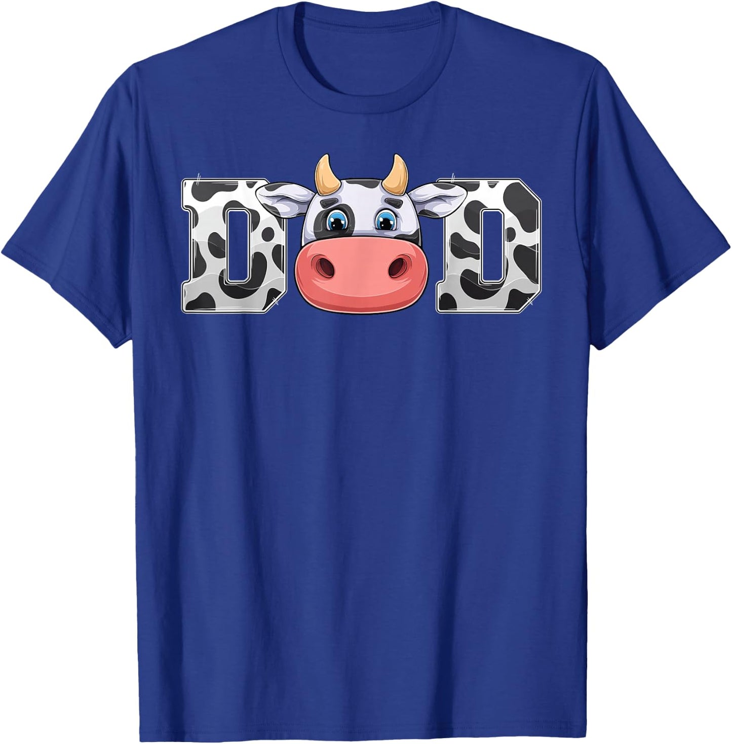Dad Cow Print Cowboy Animal Pattern Farmer Cow Father Dad T-Shirt - T-Shirt | Royal