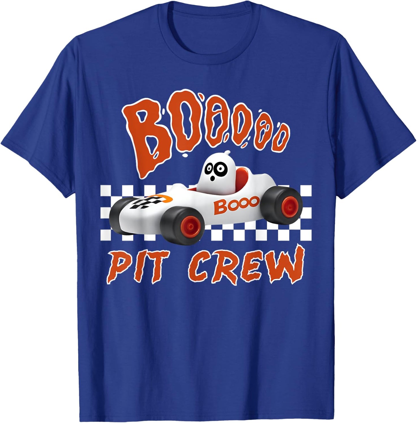 Boo Ghost Pit Crew Racing Halloween Matching Race Car Party T-Shirt - T-Shirt | Royal