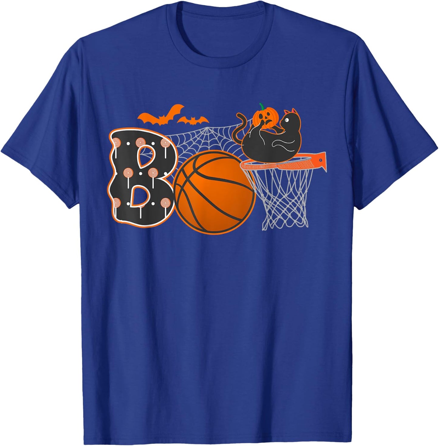 Halloween Basketball Cat Boo Boys Men T-Shirt - T-Shirt | Royal