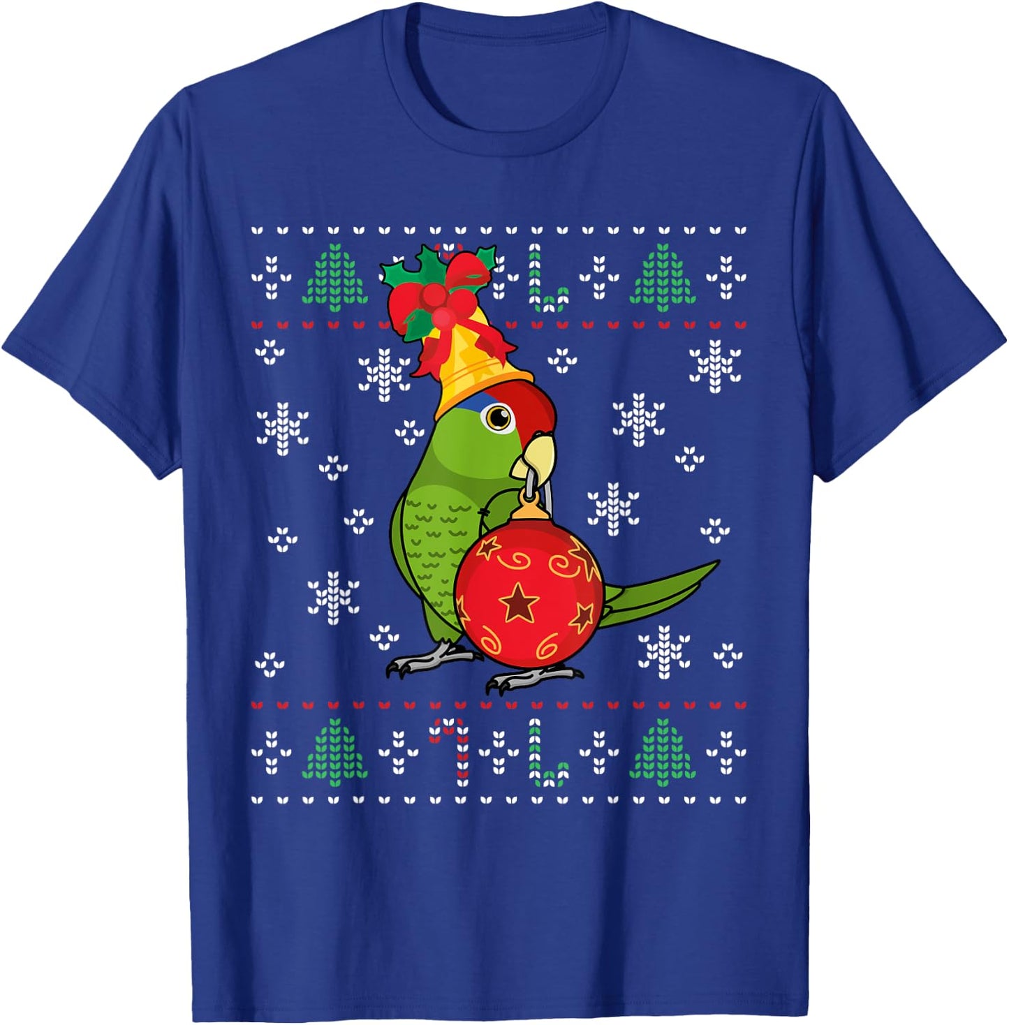 Mexican Red-headed Amazon Parrot I Ugly Christmas T-Shirt - T-Shirt | Royal