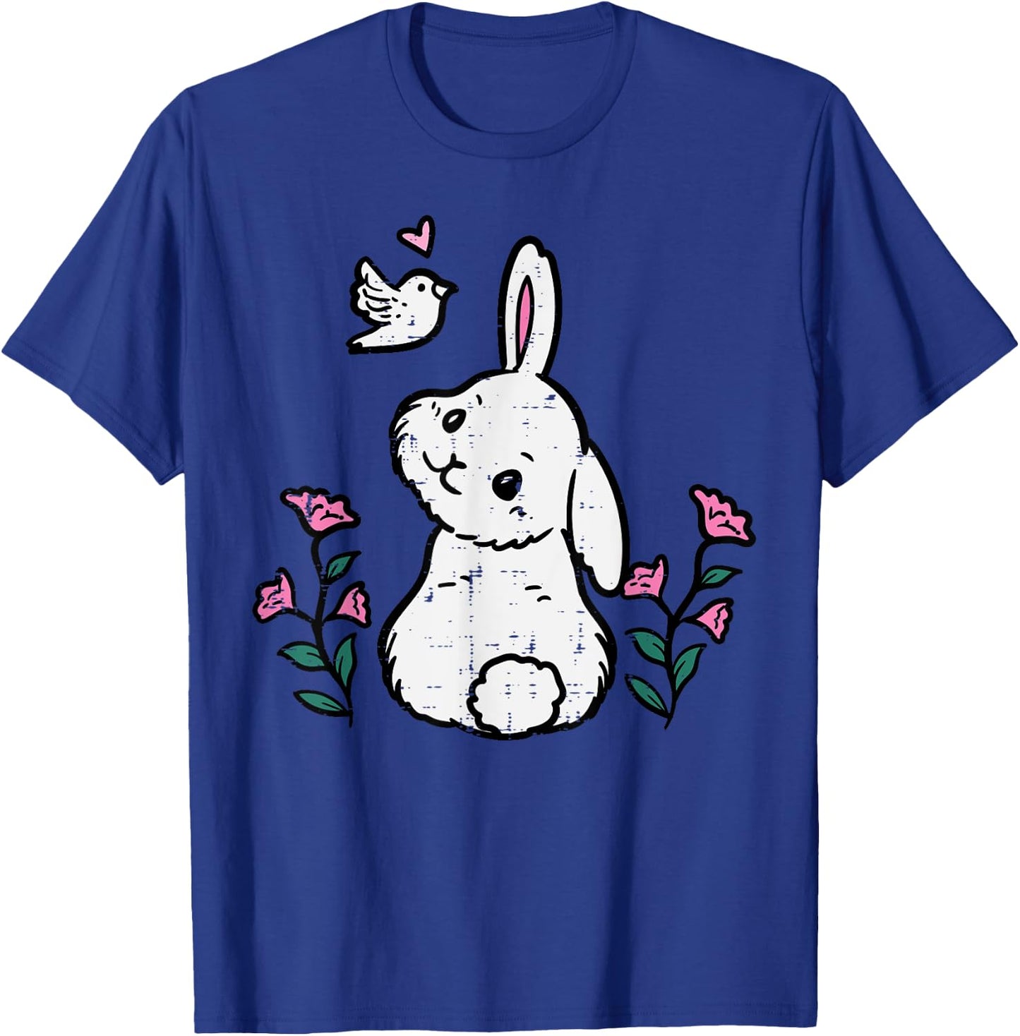 Bunny Bird Flowers Easter Spring Rabbit Women Girls Kids T-Shirt - T-Shirt | Royal