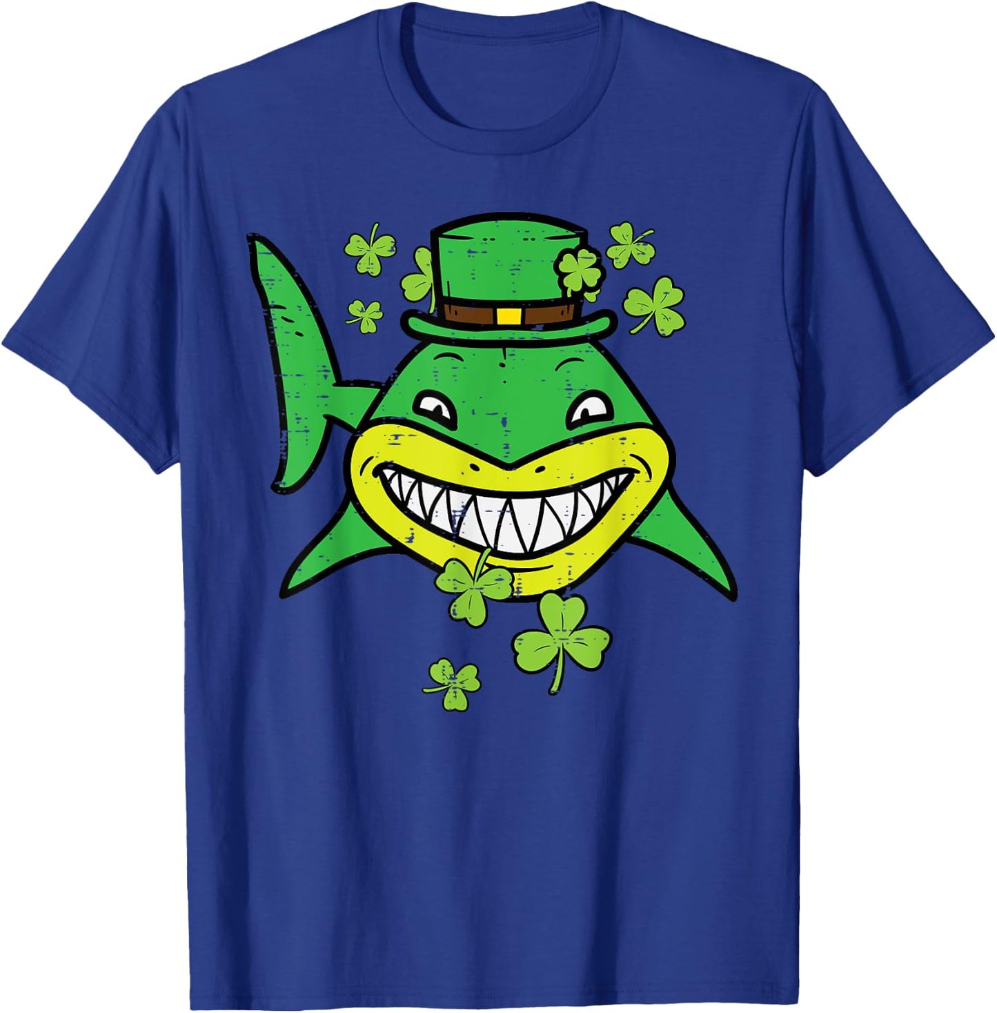 St Patricks Day Shark Saint Paddys Pattys Irish Men Boys Kid T-Shirt - T-Shirt | Royal