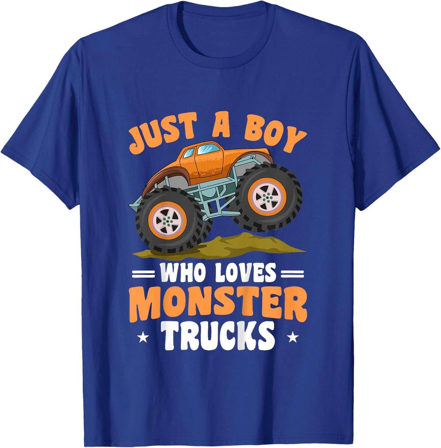 Kids Toddler Just A Boy Who Loves Monster Trucks T-Shirt - T-Shirt | Royal