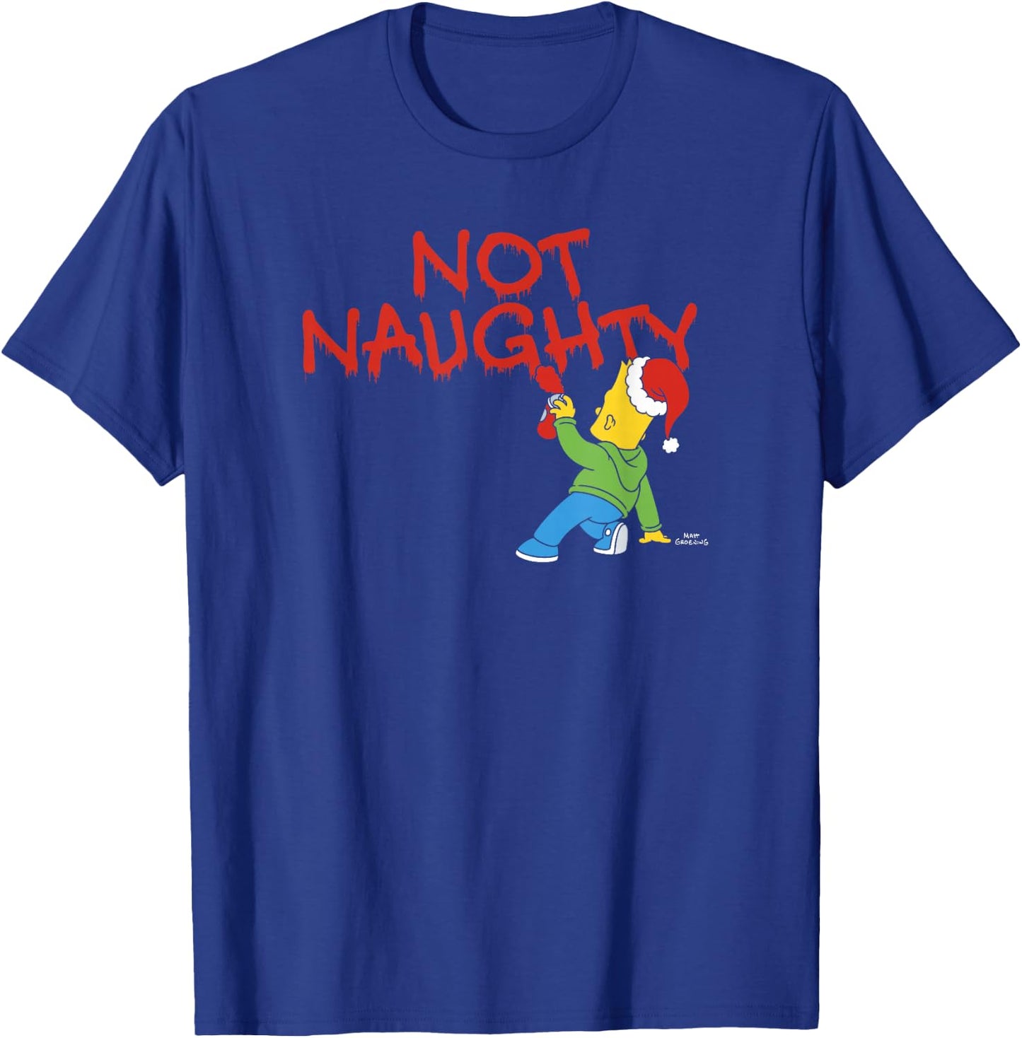 The Simpsons Christmas Bart Graffiti Not Naughty V2 T-Shirt - T-Shirt | Royal