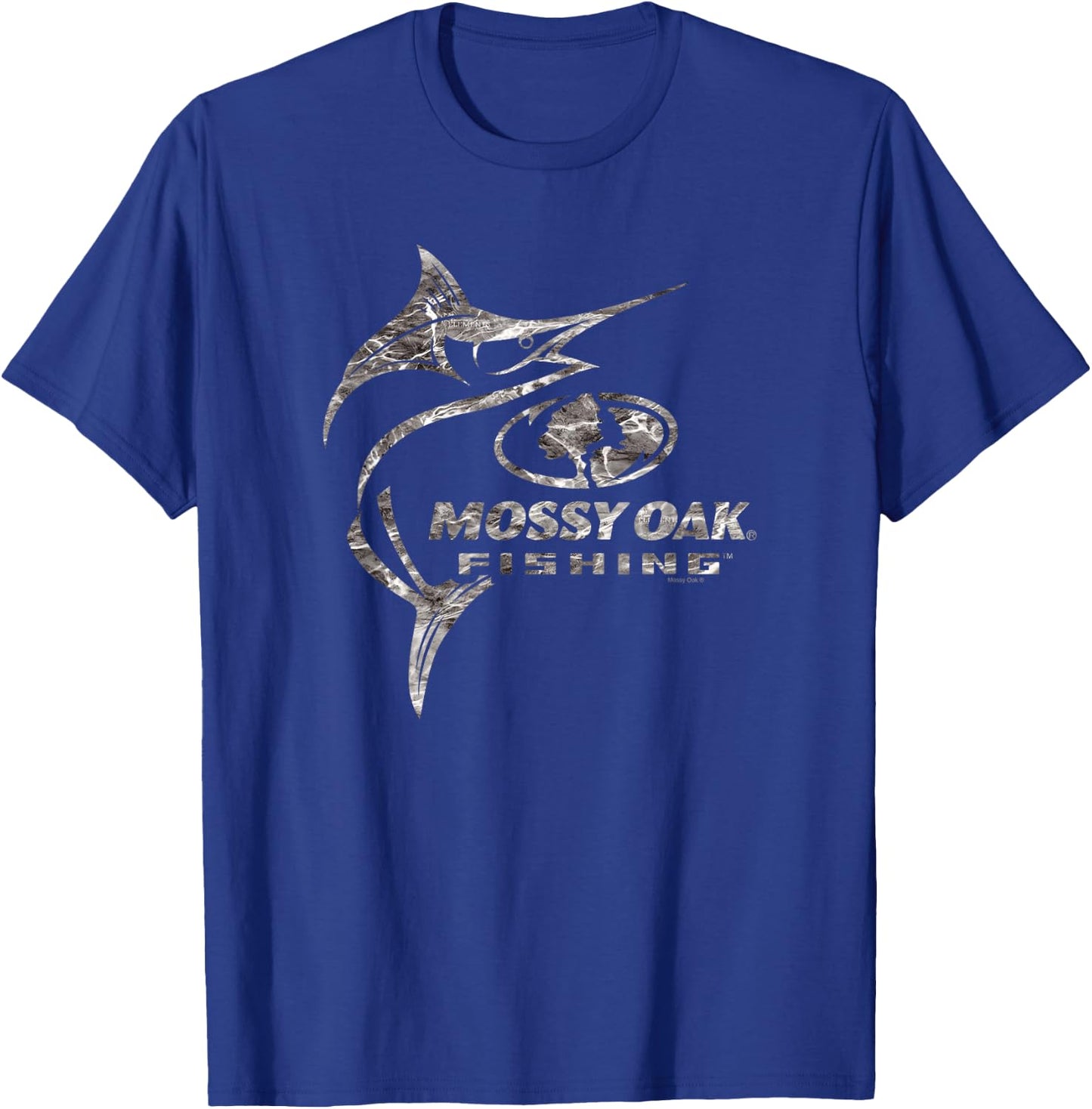 Mossy Oak Fishing Marlin Target Ocean Outdoors Grey Logo T-Shirt - T-Shirt | Royal