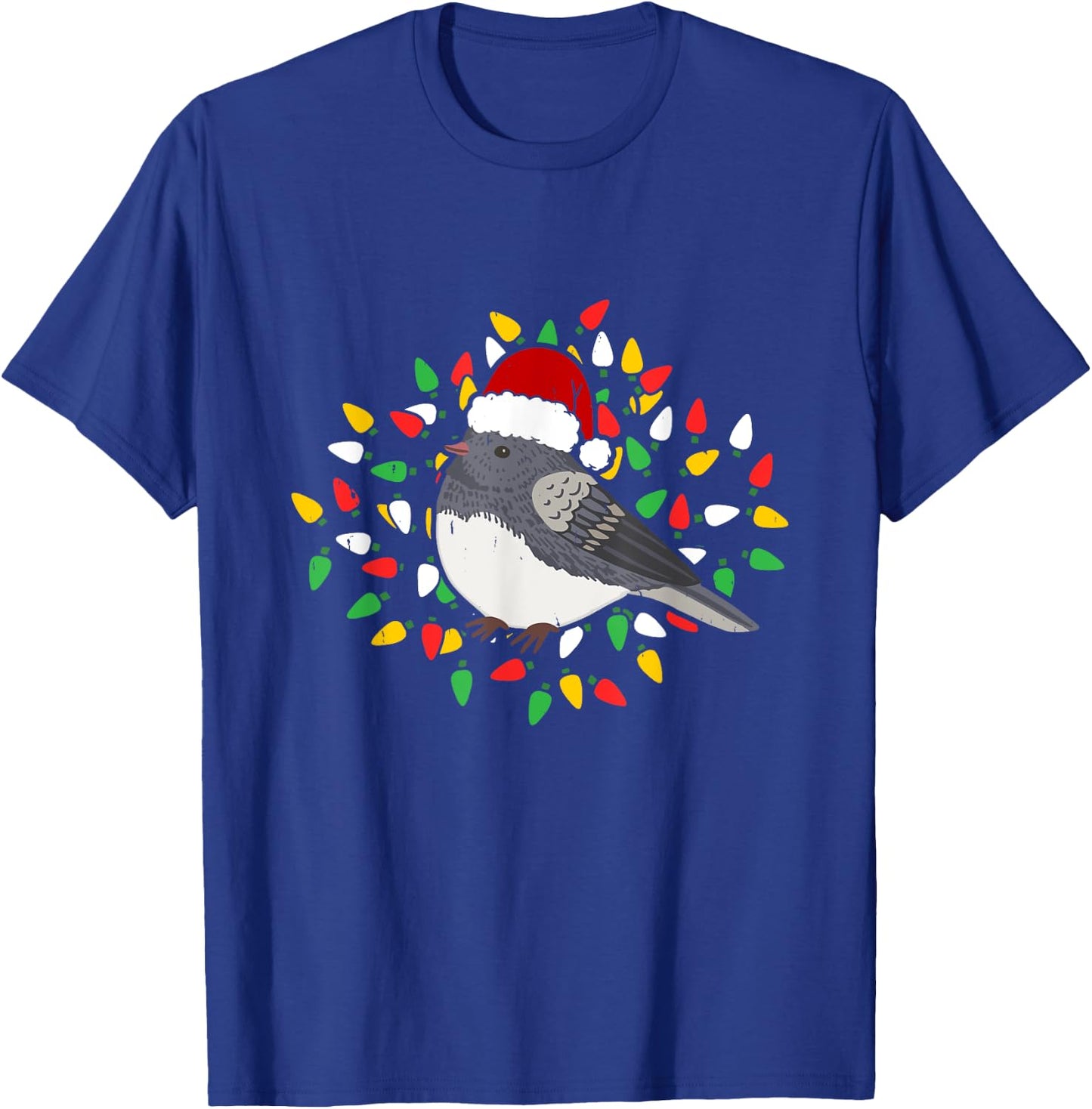 Holiday Xmas Santa Hat Dark Eyed Junco Bird Christmas T-Shirt - T-Shirt | Royal