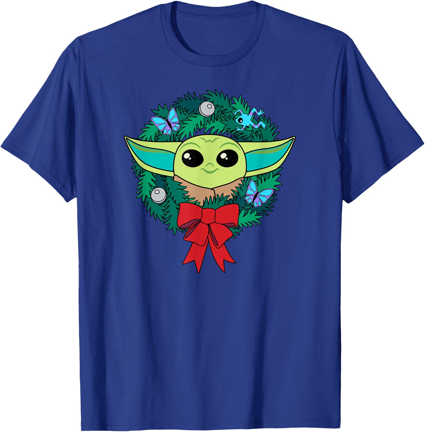 Amazon Essentials The Mandalorian Grogu Holiday Christmas Wreath T-Shirt - T-Shirt | Royal