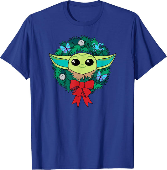 Amazon Essentials The Mandalorian Grogu Holiday Christmas Wreath T-Shirt - T-Shirt | Royal