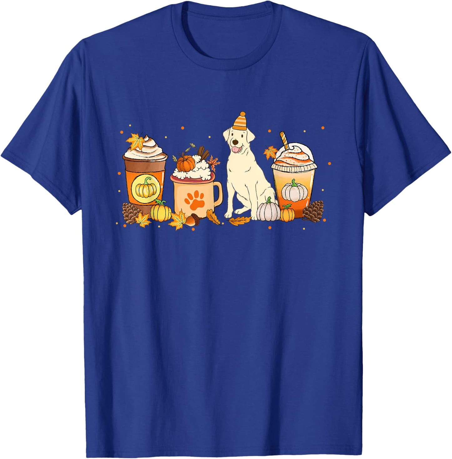 Labrador Retriever Coffee Pumpkin Spice Fall Thanksgiving T-Shirt - T-Shirt | Royal