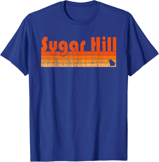 Sugar Hill, Georgia Retro 80s Style T-Shirt - T-Shirt | Royal