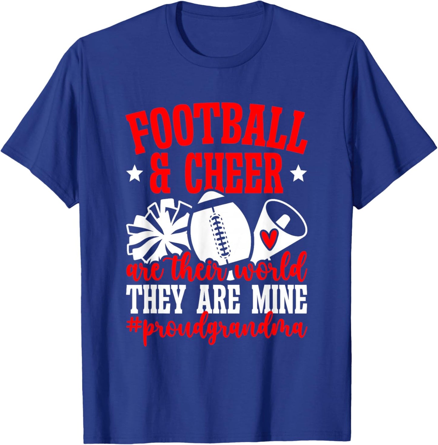 Football & Cheer Grandma Cheerleading and Football Grandma T-Shirt - T-Shirt | Royal