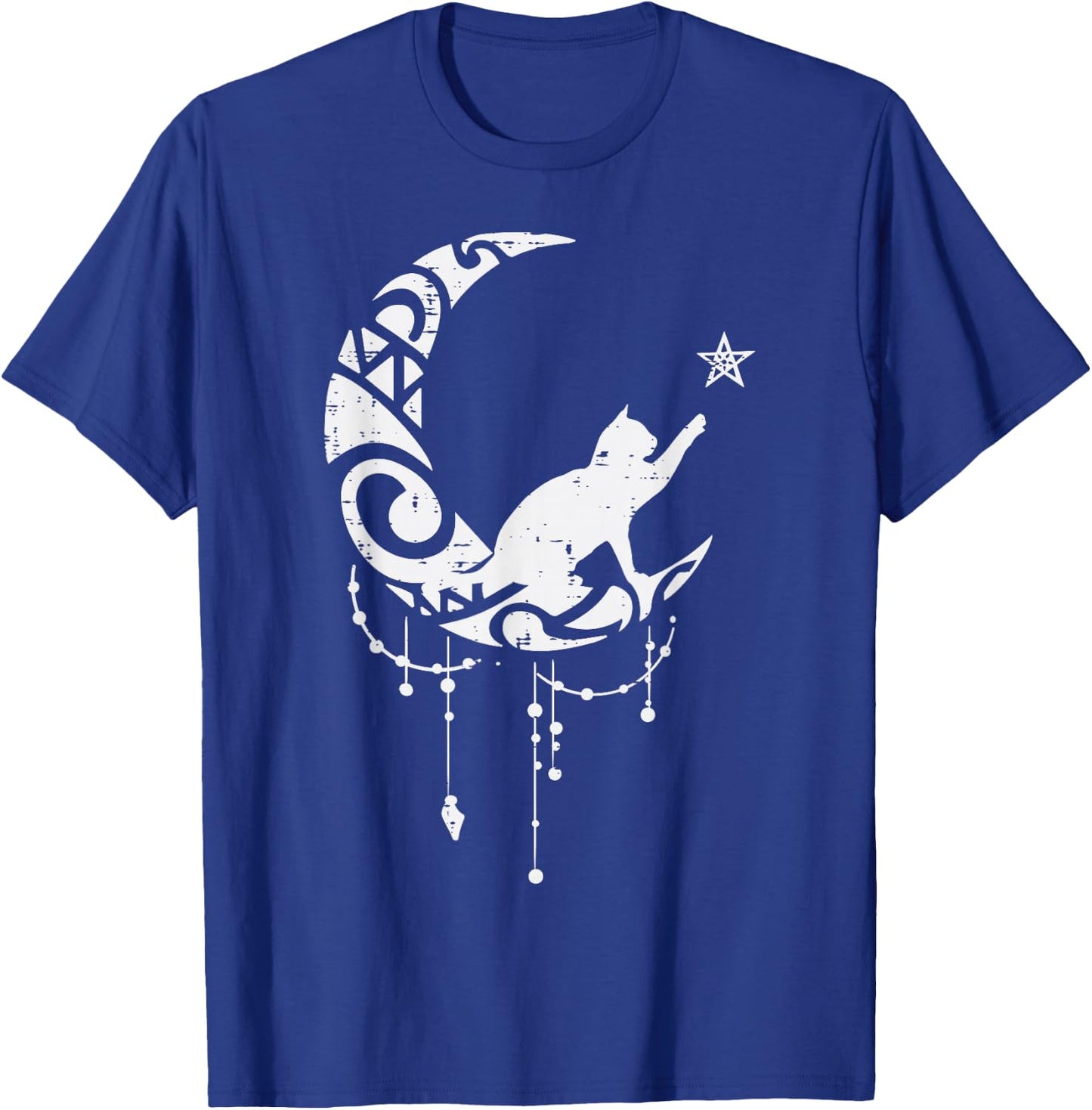 Crescent Moon Cat Star Mystical Celestial Women Girls Kids T-Shirt - T-Shirt | Royal