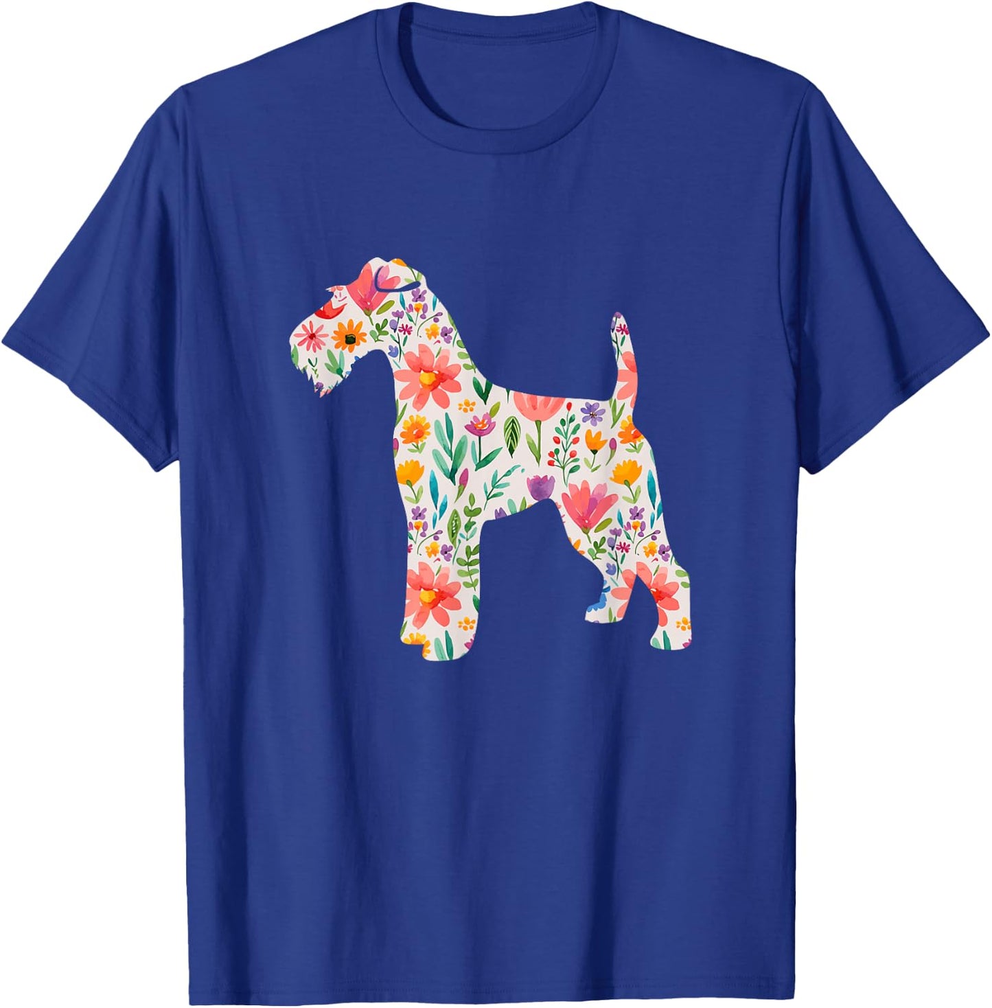 Wire Fox Terrier watercolor flowers design T-Shirt - T-Shirt | Royal