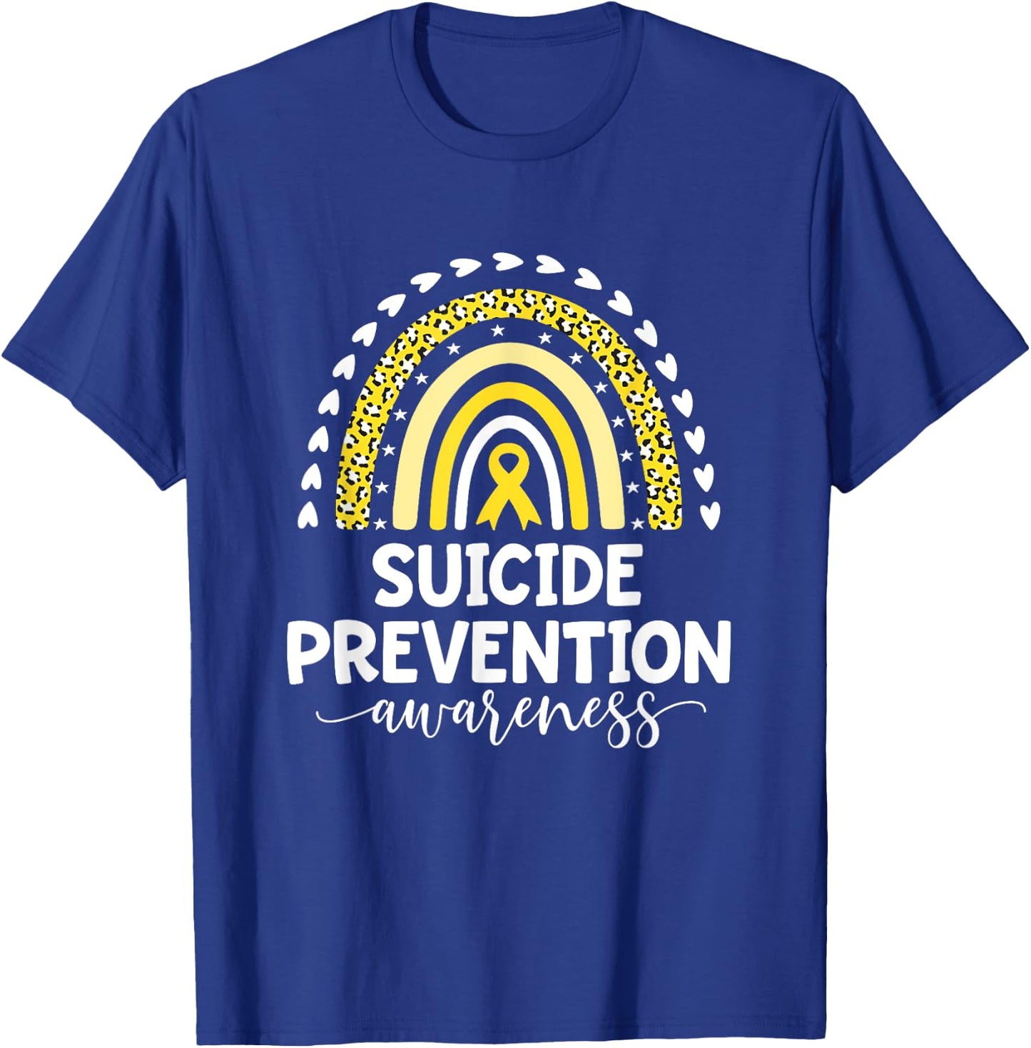 Yellow Rainbow Ribbon Support Suicide Prevention Awareness T-Shirt - T-Shirt | Royal