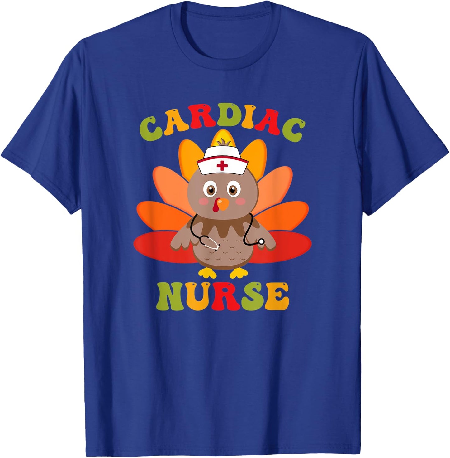 Cardiac Nurse Turkey Stethoscope Thanksgiving Cardiology T-Shirt - T-Shirt | Royal