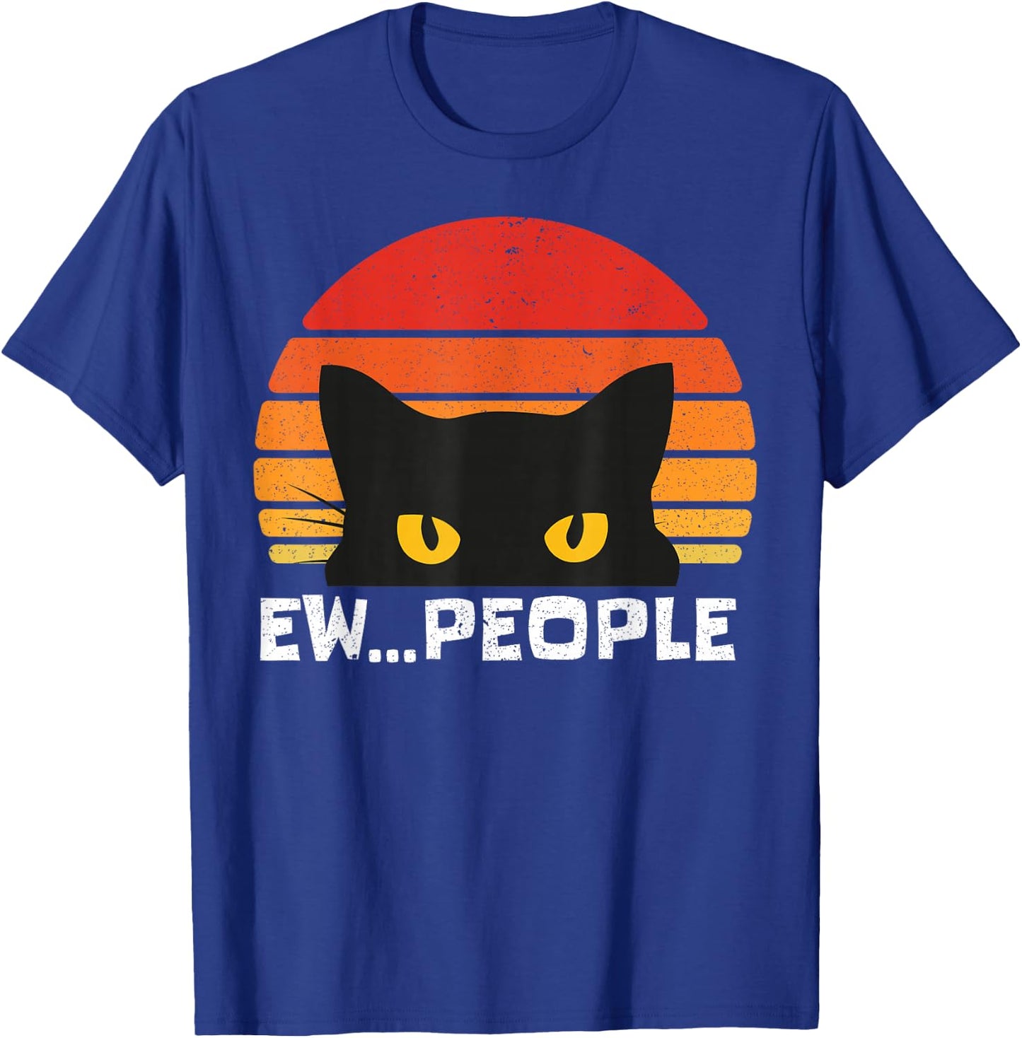 Ew People Retro Funny Black Cat Gifts Anti Social Men Women T-Shirt - T-Shirt | Royal