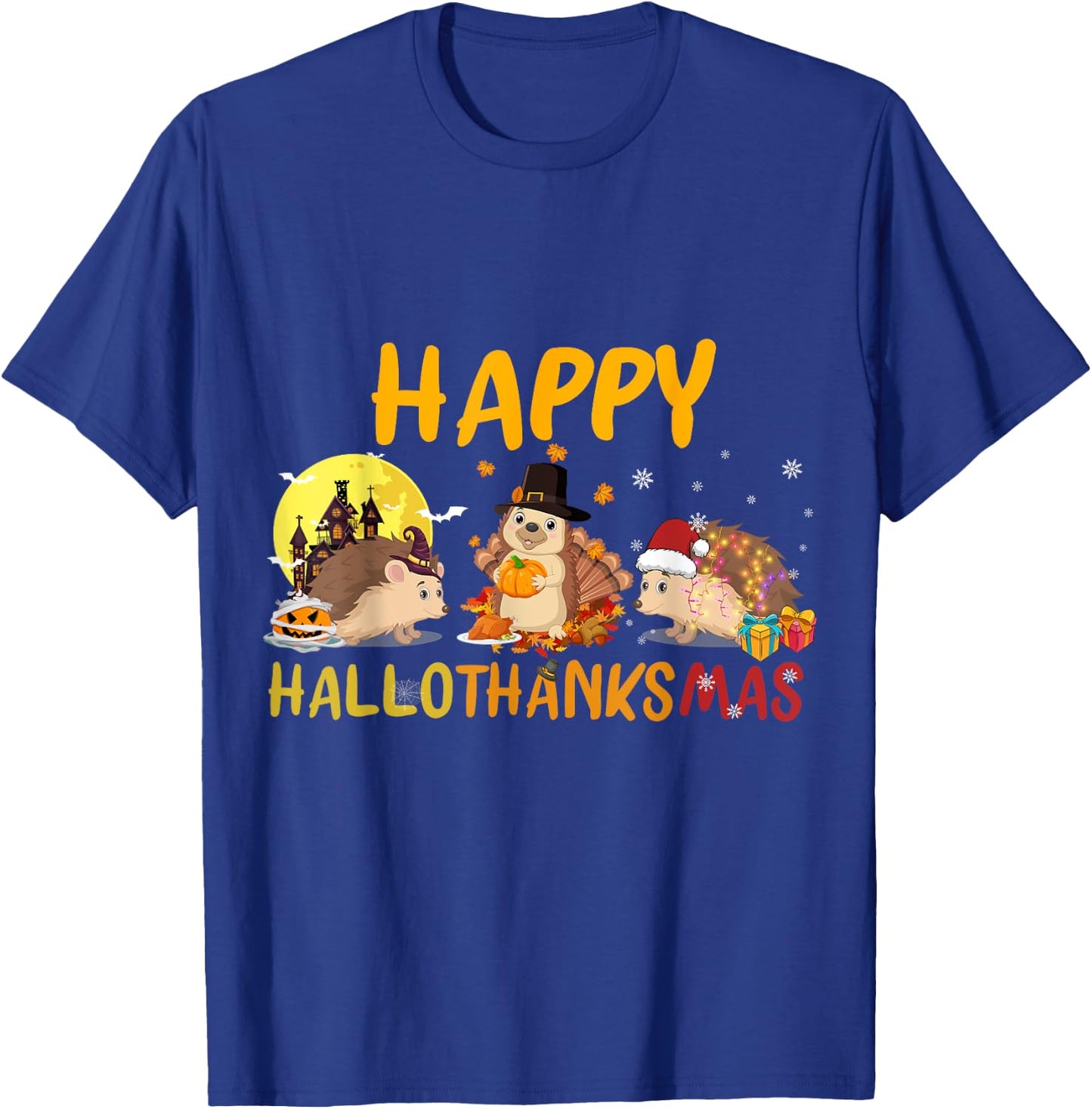 Hedgehog Happy Fall Autumn Christmas Halloween Thanksgiving T-Shirt - T-Shirt | Royal
