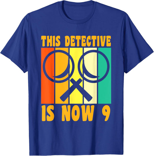Happy 9 Birthday 9 Year Old Vintage Detective 9 Birthday T-Shirt - T-Shirt | Royal
