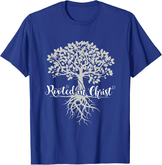 Vintage Rooted in Christ Religious Christian Jesus Christ T-Shirt - T-Shirt | Royal