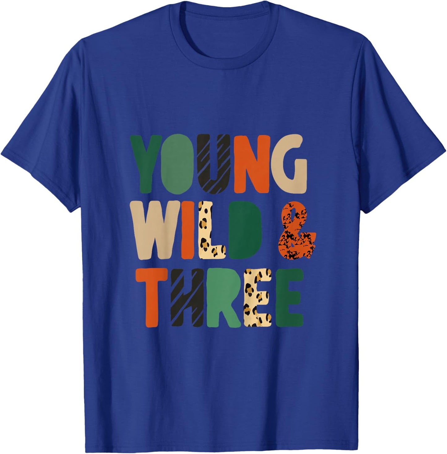 Kids Young Wild & Three Cute 3rd Birthday Wild Child Third Bday T-Shirt - T-Shirt | Royal