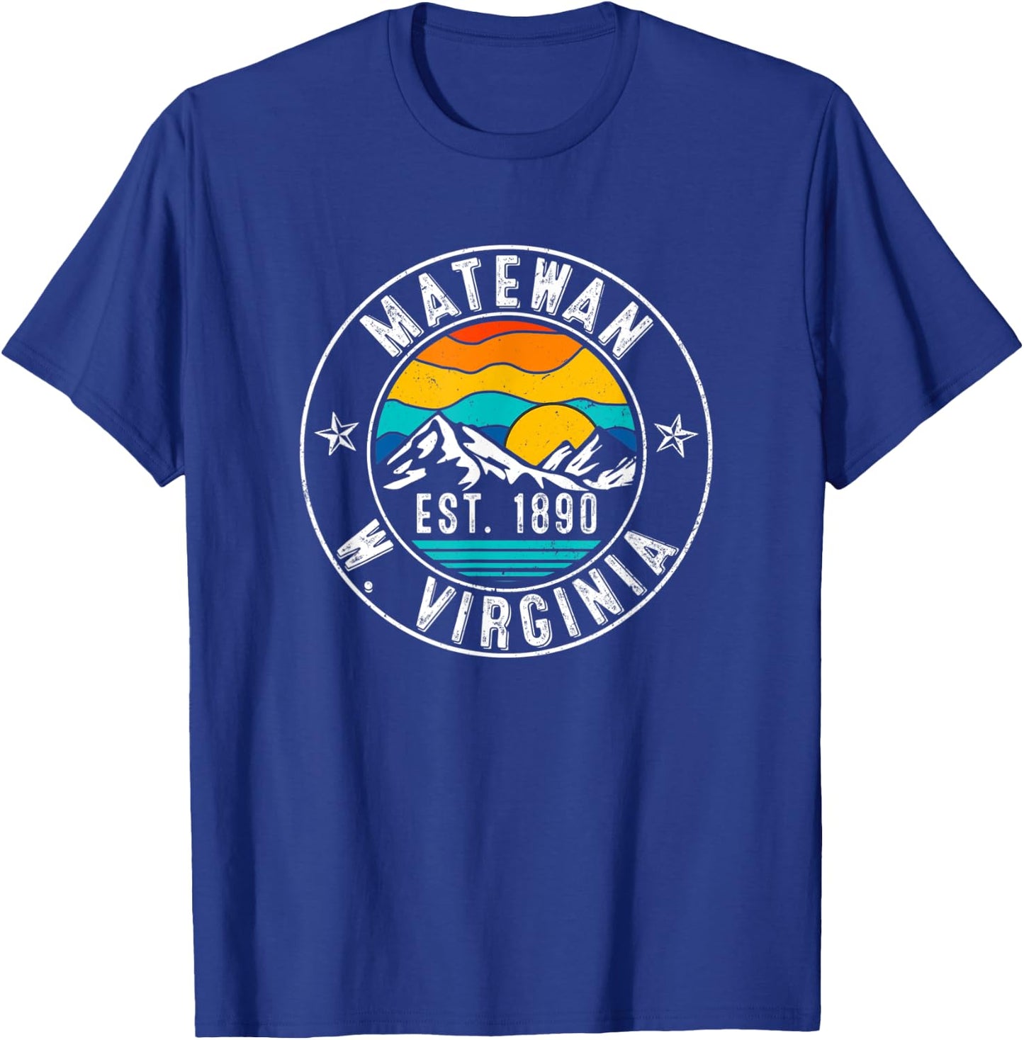 Retro 70s 80s Matewan West Virginia WV T-Shirt - T-Shirt | Royal