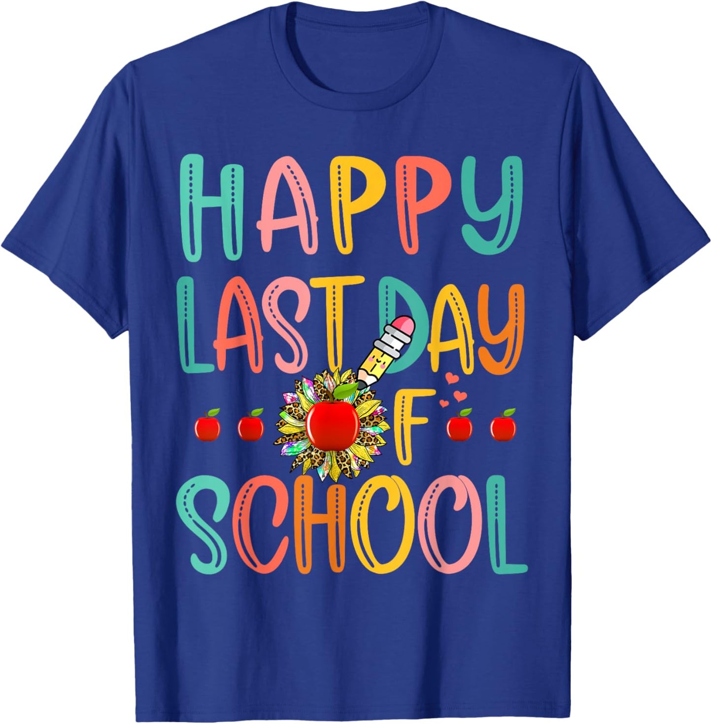 Happy Last Day of School Teachers Tie Dye Sunflower 2023 Women Kids T-Shirt - T-Shirt | Royal