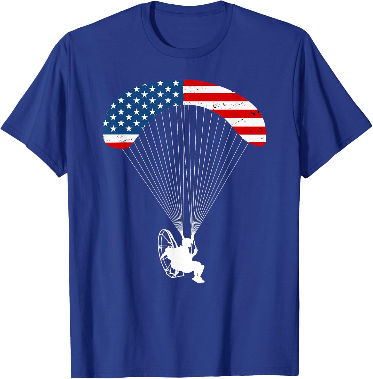 Paramotor Pilot USA American Flag Vintage Paramotor T-Shirt - T-Shirt | Royal