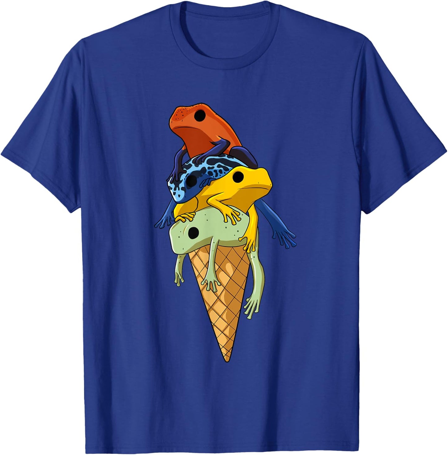 Funny tree climbing frogs, ice cream in a waffle T-Shirt - T-Shirt | Royal
