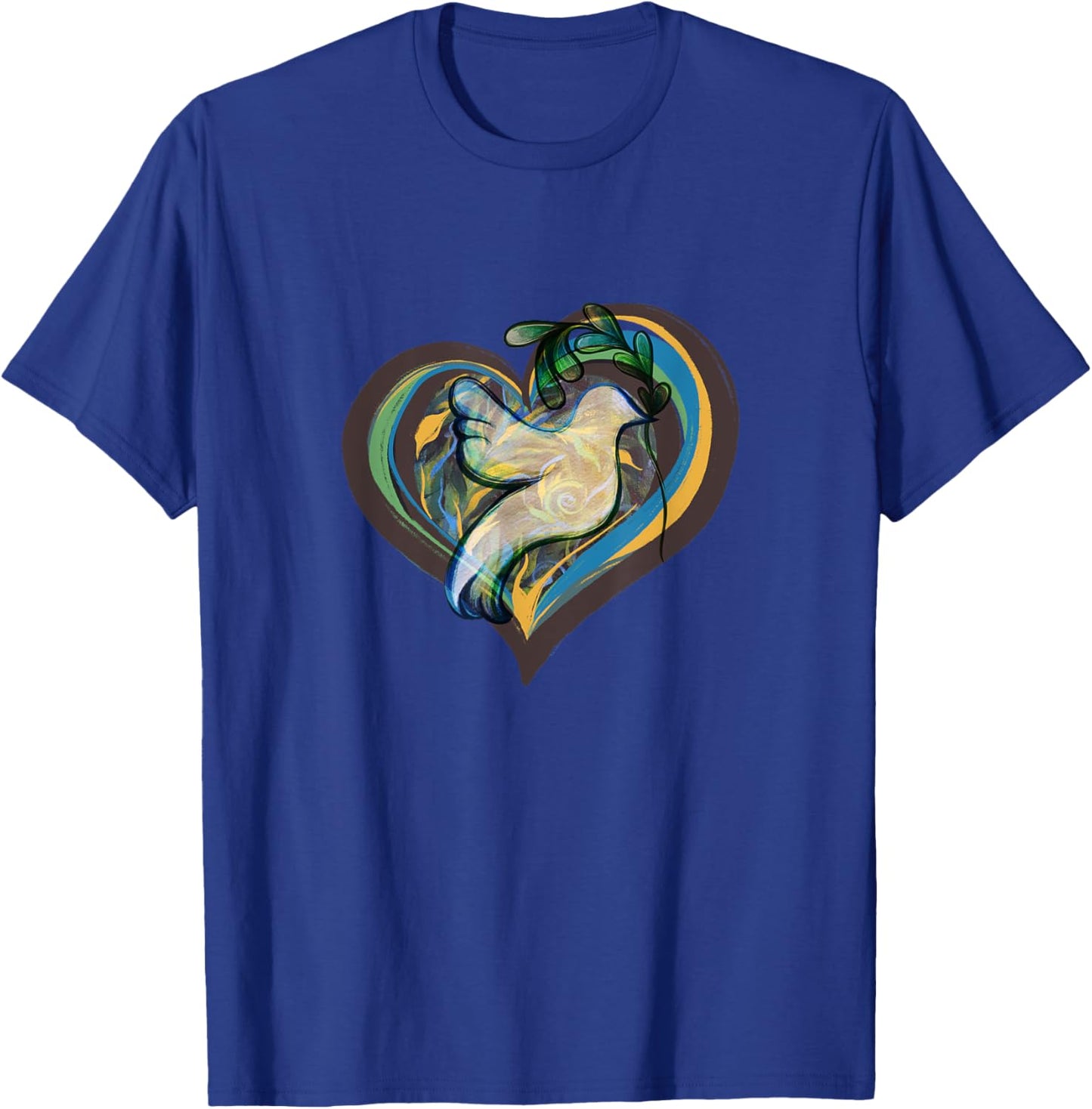 CAT -Kids Peace , Black, Small, Short Sleeve, , Classic Fit, Modern Peace Theme, Bird, Hearts, All Seasons, 1 Count, 0 Pockets, Stretchable, Adults T-Shirt - T-Shirt | Royal