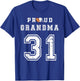 Custom Proud Football Grandma Number 31 Personalized T-Shirt - T-Shirt | Royal