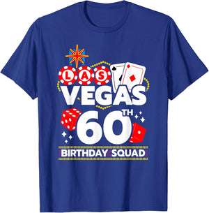 Las Vegas Birthday Party Gifts & Souvenirs - Vegas 60th Birthday Squad - Women's Black Small Modern Short Sleeve T-Shirt - T-Shirt | Royal