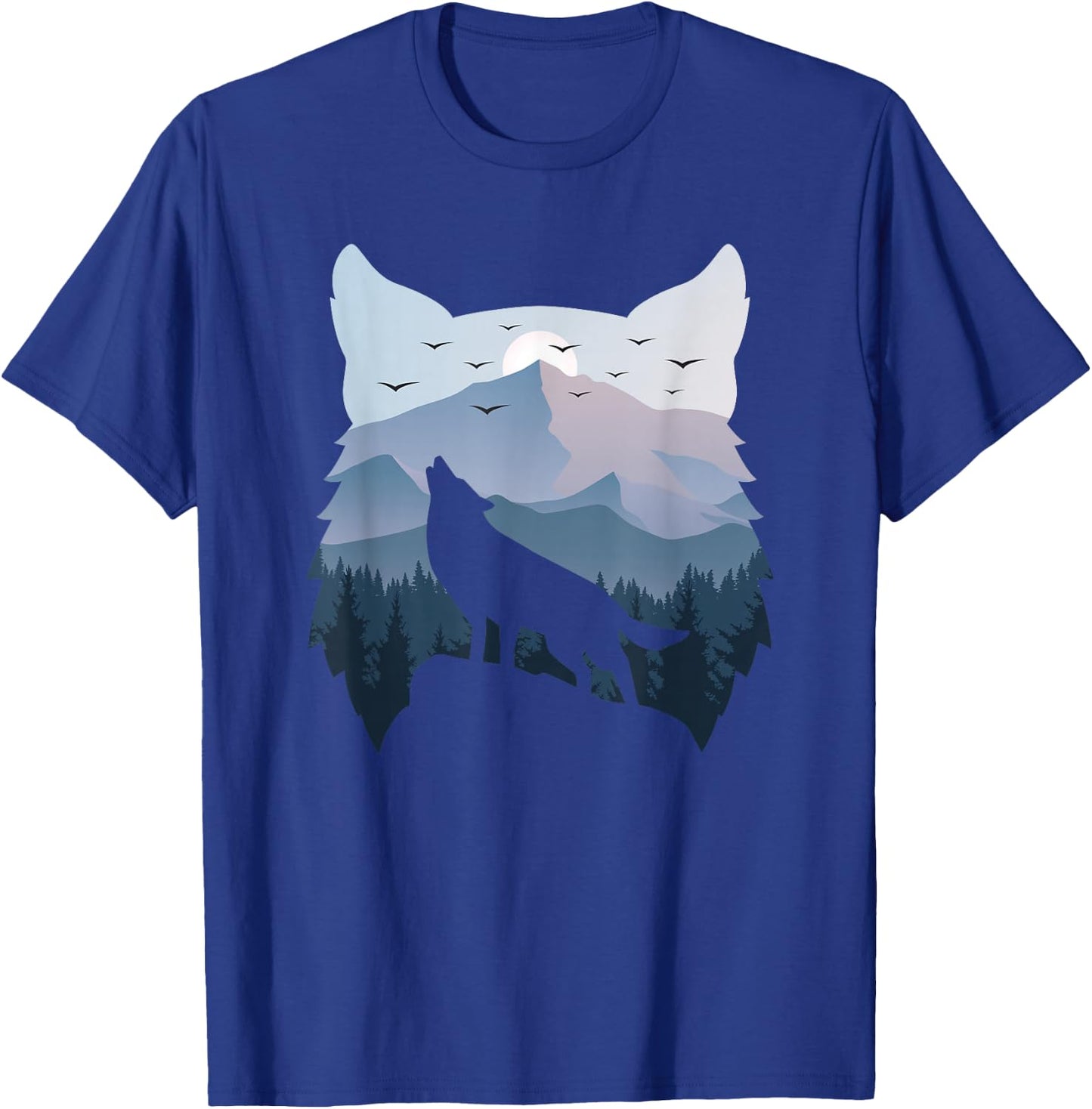 Wolf Landscape Mountain Wildlife Animal Nature Men Women T-Shirt - T-Shirt | Royal