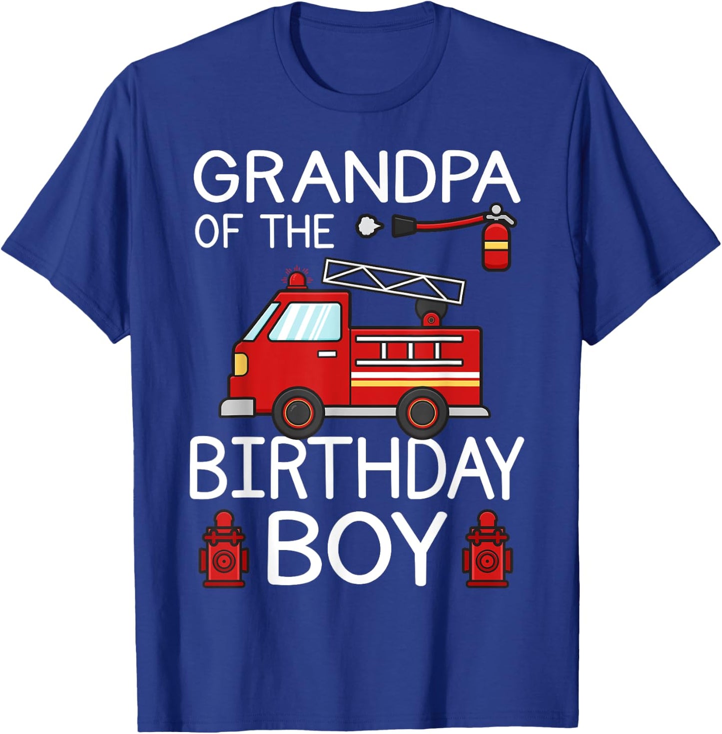 Grandpa of The Birthday Boy Fire Truck B-Day Family Party T-Shirt - T-Shirt | Royal