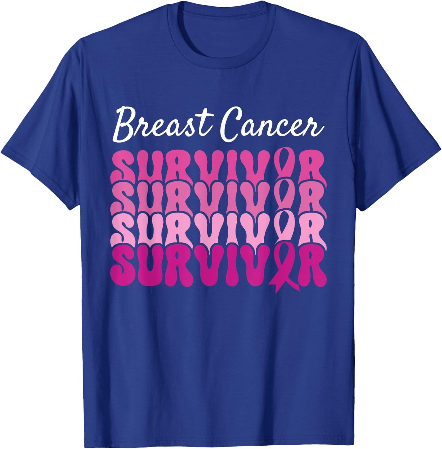 Breast Cancer Survivor Ribbon Pink Breast Cancer T-Shirt - T-Shirt | Royal